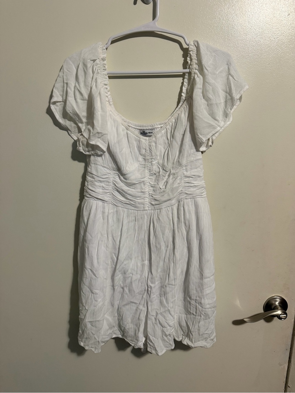 Hollister White Short Puff-Sleeve Mini Dress